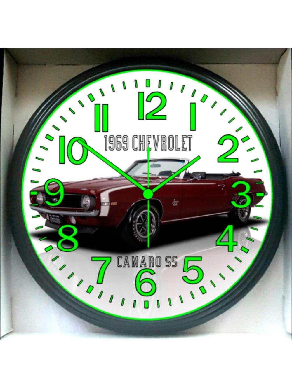 1969 Chevrolet Camaro SS Garage Shop Glow In The Dark Wall Clock New